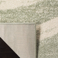 Modern Wave Distressed Area Rug, Sage / Cream