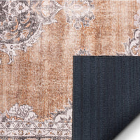 Mareva Machine Washable Rust Orange Vintage Oriental Medallion Rug