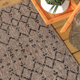 Moroccan Geometric Textured Weave Indoor/Outdoor Natural Area Rug 8 x 10