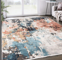 Grey & Copper Abstract Soft Area Rug