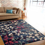 Floral Navy Purple Area Rugs