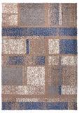 Geometric Pattern Blue Taupe Cozy Shag Area Rugs