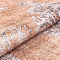 Mareva Machine Washable Rust Orange Vintage Oriental Medallion Rug