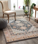 Rodeo Virden Blue Bohemian Eclectic Tribal Aztec  Distressed Area Rug, Beige