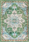 Boho Chic Medallion Distressed Soft Area Rug, Green / Turquoise