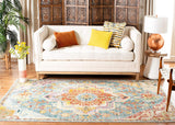 Boho Chic Oriental Medallion Distressed Area Rug, Orange Teal