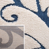 Premium Swirl Thick Plush Cream/Blue   Area Shag Rug