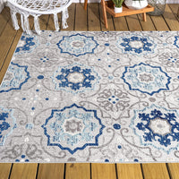 Mediterranean Medallion Boho Soft Area Rug Blue/Gray