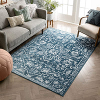 Dazzle DISA Vintage Medallion Light Blue Soft Area Rug