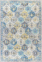 Modern Persian Boho Vintage Trellis Blue/Multi Soft Area Rug,
