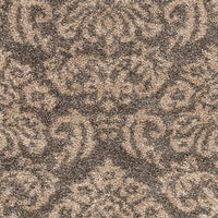 Damask Plush 1.2-inch Thick  Shag Area Rug, Smoke / Beige