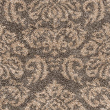 Damask Plush 1.2-inch Thick  Shag Area Rug, Smoke / Beige