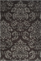 Damask Plush 1.2-inch Thick Area Rug, Dark Brown / Smoke