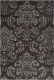 Damask Plush 1.2-inch Thick Area Rug, Dark Brown / Smoke