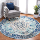 Boho Chic Medallion Distressed Soft Area Rug, Teal / Navy