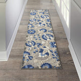 Indoor/Outdoor Floral Natural/Blue Area Rug