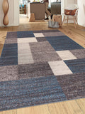 Box Pattern Blue Gray Area Rug Non-Slip Non Skid