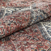 Menda Red Machine Washable Vintage Distressed Persian Soft Area Rug