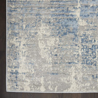 Solace Abstract Soft Area Rug, Ivory/Grey/Blue