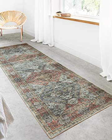 Loloi II Skye Collection SKY-03 Turquoise / Terracotta, Traditional 2'-0" x 5'-0" Accent Rug