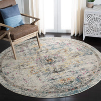 Boho Chic Medallion Distressed Soft Area Rug, Grey / Gold