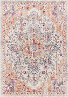 Boho Chic Medallion Distressed Soft Area Rug, Beige / Orange