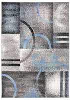 Abstract Gray Blue Ivory Circles Area Rug