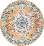 Boho Chic Medallion Distressed Soft Area Rug, Orange / Teal