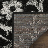 Black/Silver Floral Damask Soft Area Rug