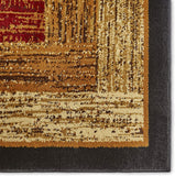 Geometric Bordered Black Brown Red Soft Area Rugs - Multiple Sizes