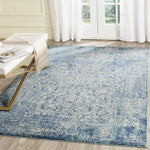 Vintage Oriental Blue and Ivory Soft Area Rug