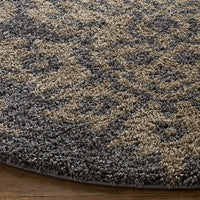 Damask Plush 1.2-inch Thick Shag Area Rug, Grey / Beige