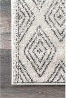 Diamond Pattern Ivory Grey Soft Area Rug