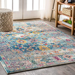 Bohemian Boho Vintage Faded Navy/Cream Soft Rug