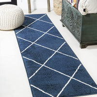 JONATHAN Y Minimalist Diamond Trellis soft Area Rug Bedroom Kitchen Multi/White