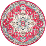 Boho Chic Medallion Distressed Soft Area Rug, Fuchsia / Blue