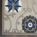 Aloha Indoor Outdoor Floral Grey Blue Soft Area Rug