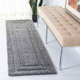 Grey Box Border Textured Thick Plush Shag Area Rug