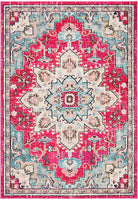 Boho Chic Medallion Distressed Soft Area Rug, Fuchsia / Blue