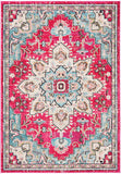 Boho Chic Medallion Distressed Soft Area Rug, Fuchsia / Blue