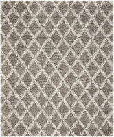 SAFAVIEH Hudson Shag Collection Moroccan Trellis Non-Shedding Grey / Ivory