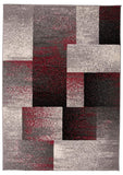 Geometric Red Gray Box Pattern Area Rugs