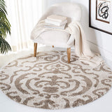 Damask Plush Thick Shag Area Rug, Cream / Beige