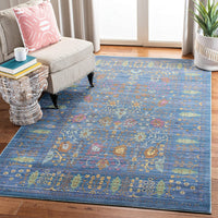 Boho Chic Distressed Area Rug, Blue / Multi