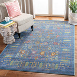 Boho Chic Distressed Area Rug, Blue / Multi