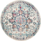 Boho Chic Medallion Distressed Soft Area Rug, Cream / Blue