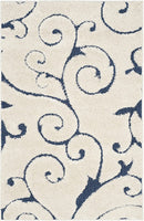 Premium Swirl Thick Plush Cream/Blue   Area Shag Rug