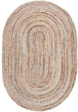Handmade Boho Braided Jute Cotton Area Rug, Beige / Multi