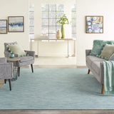 Flat-Weave Indoor/Outdoor Aqua 8' Runner Soft Area Rug