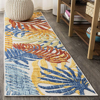 Tropics Palm Leaves Indoor/Outdoor Cream/Orange Area Rug